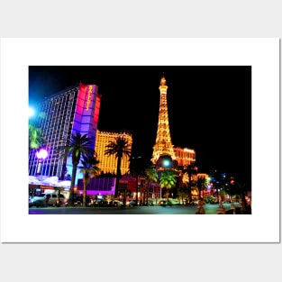 Eiffel Tower Paris and Ballys Hotel Las Vegas America Posters and Art